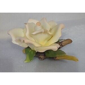 Vintage Naplolean Capodimonte Porcelain- Delicate White Rose